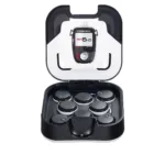 Compex Sport 6.0 laadimisdokk: pult ja stimulatsioonimoodulid kaane all laadimas