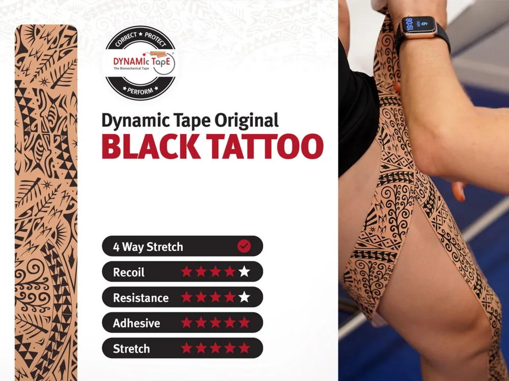 Dynamic Tape Black Tattoo Beez Musta mustriga 5cmx5m (3)
