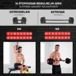 HMS SGR40 PRO SET 2in1 reguleeritav hantel ja kang 43,5 kg4