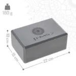 a grey rectangular box with a size and measurements