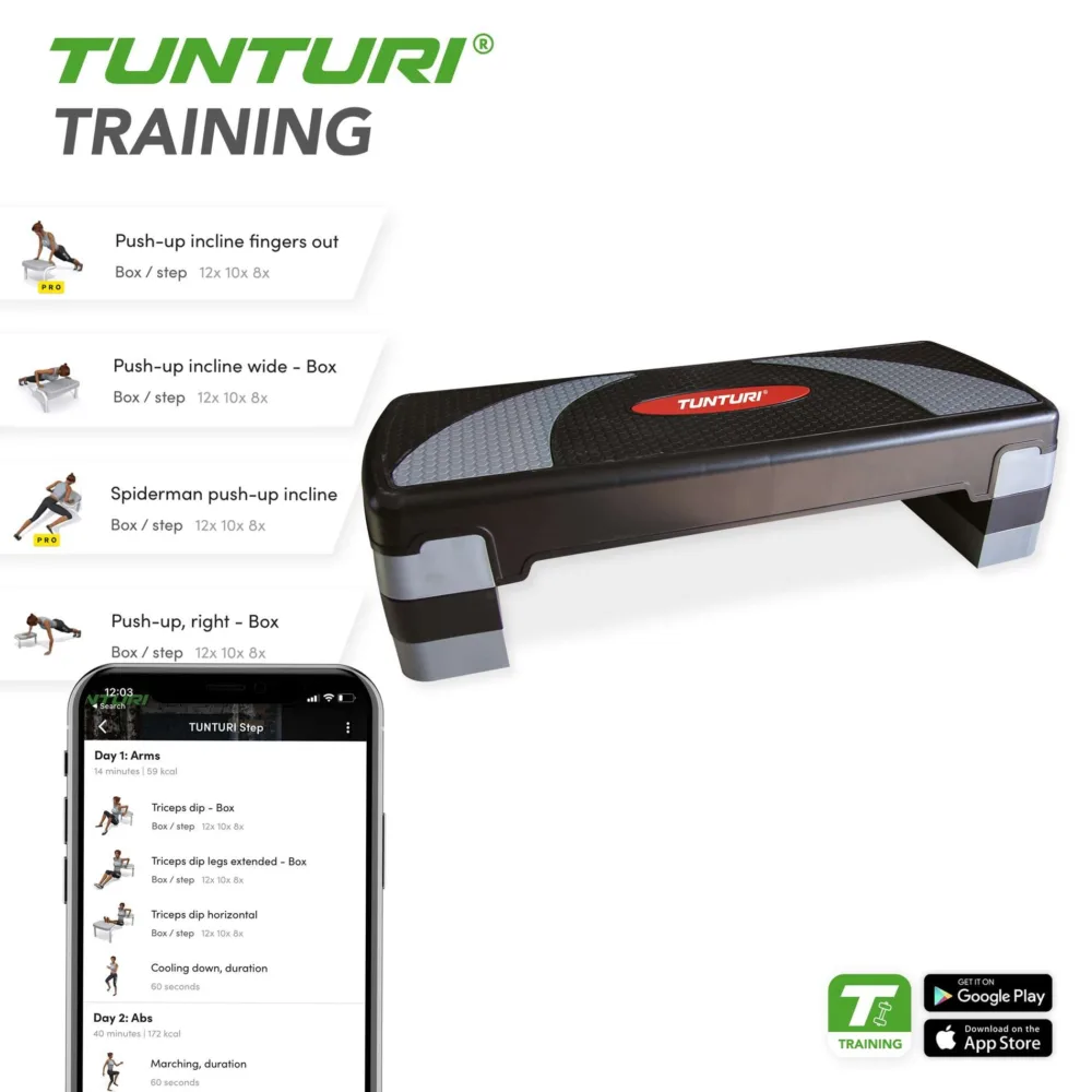 Tunturi stepipink aeroobikaks ja fitness treeninguks, 80 cm, 4 kg0