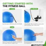 Võimlemispall 90 cm, Sinine, pumbaga Tunturi1.jpg
