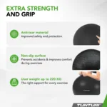 Võimlemispall TUNTURI Gymball 90cm, Anti Burst, Must5