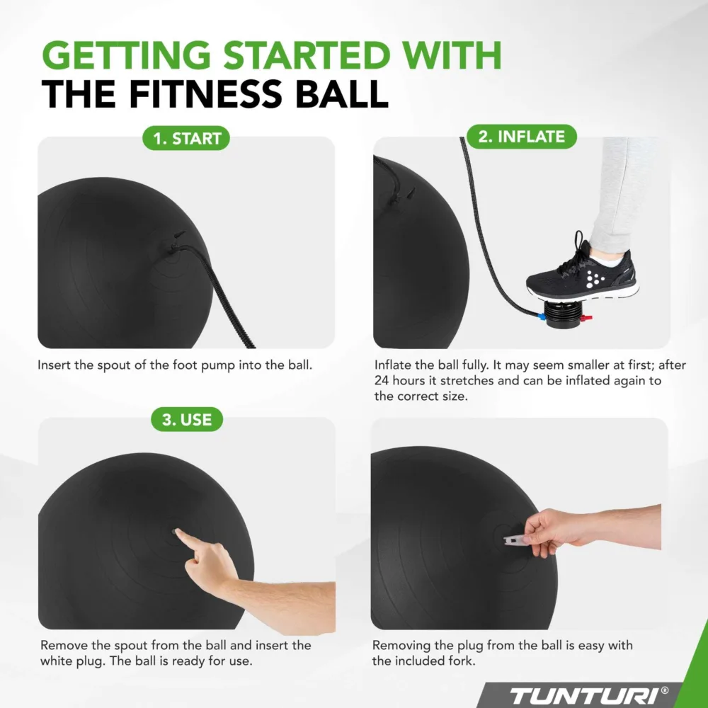 Võimlemispall TUNTURI Gymball 90cm, Anti Burst, Must6
