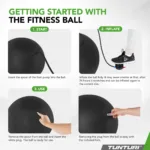 Võimlemispall TUNTURI Gymball 90cm, Anti Burst, Must6