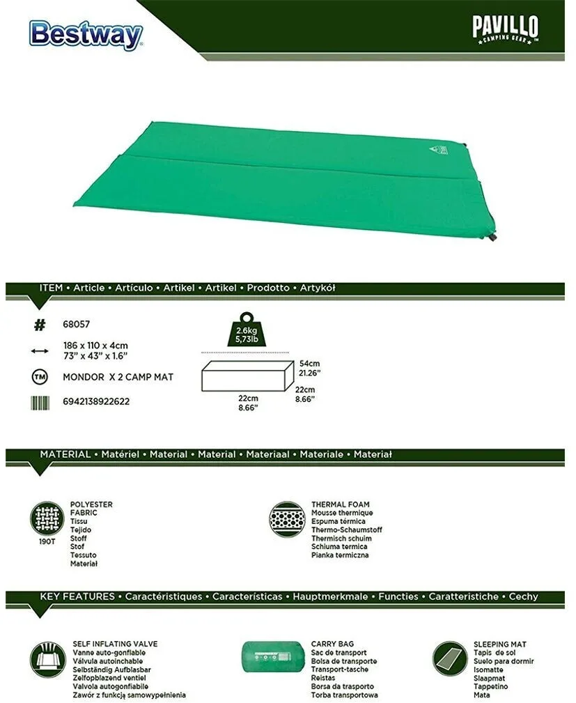 BestWay Pavillo, isetäituv matkamatt, 180x50x2.5cm (1) BestWay Pavillo, isetäituv matkamatt, 180x50x2.5cm (1)