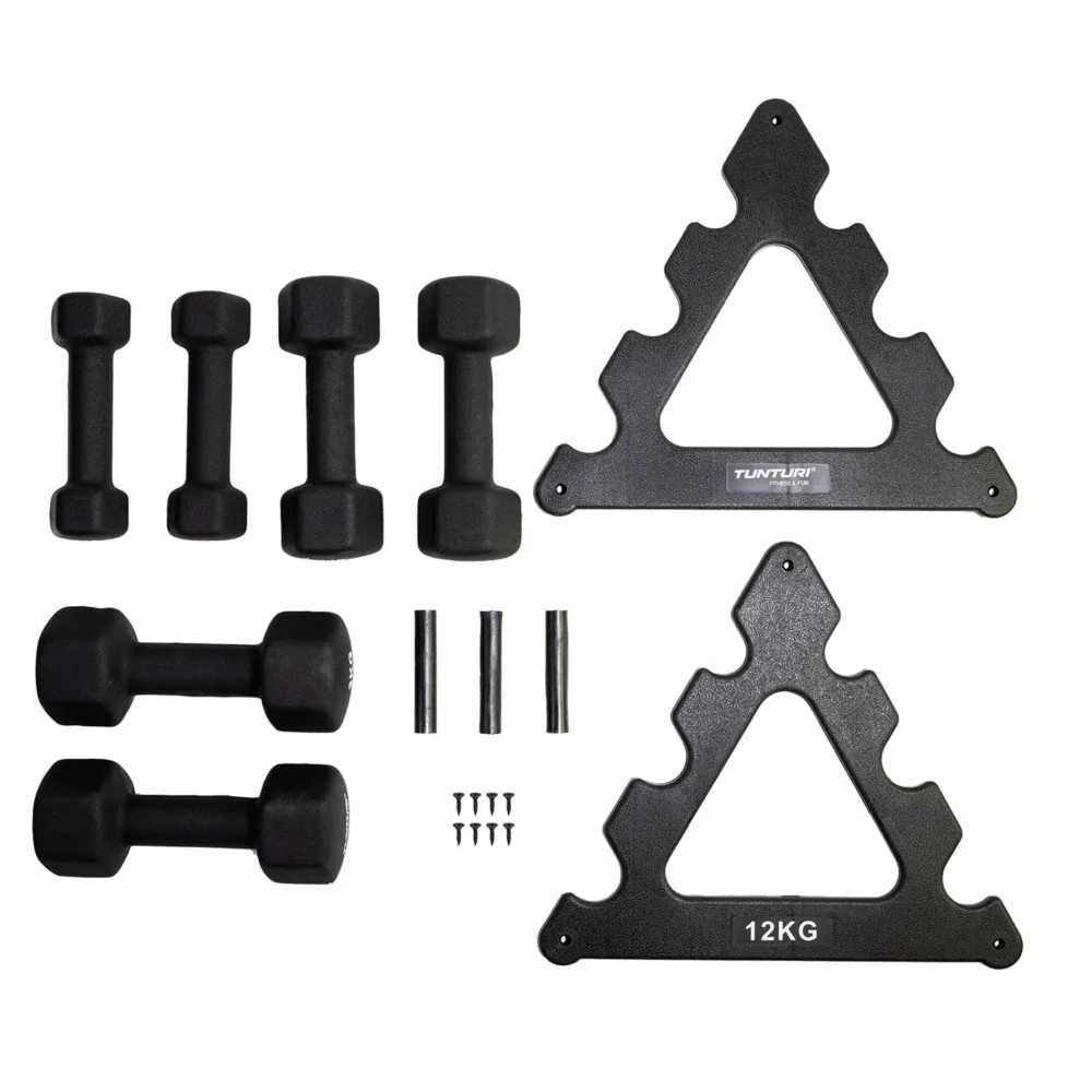 Hantlite komplekt 3 paari hantleid + hoidik, Tunturi5 Hantlite komplekt 3 paari hantleid + hoidik, Tunturi5