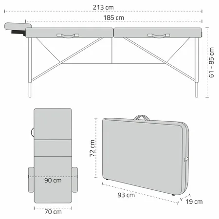 Kokkupandav massaažilaud Bianca Comfy Base K533 Beež (3)