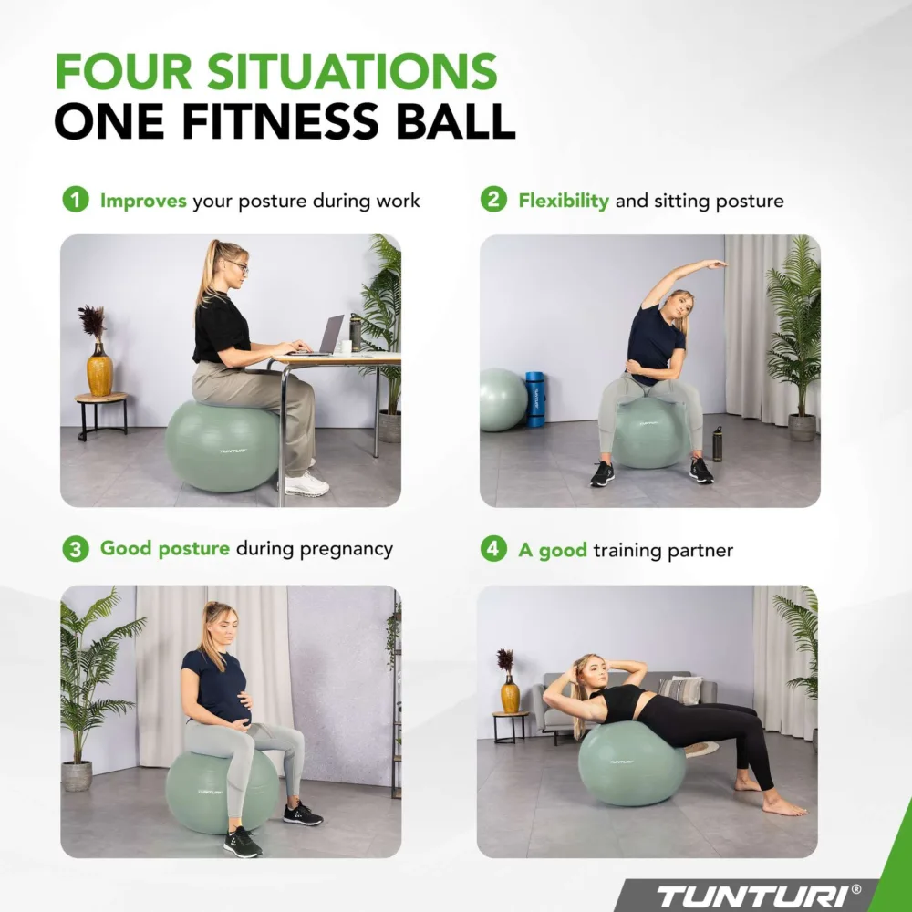 Võimlemispall TUNTURI Gym Ball 90cm, Anti Burst, Mint3 Võimlemispall TUNTURI Gym Ball 90cm, Anti Burst, Mint3
