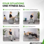 Võimlemispall TUNTURI Gymball 90cm, Anti Burst, Silver 1