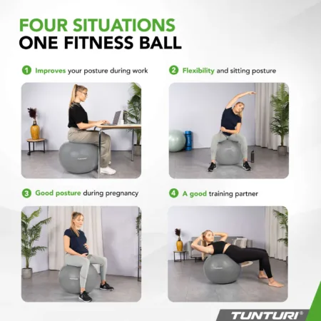 Võimlemispall TUNTURI Gymball 90cm, Anti Burst, Silver 1
