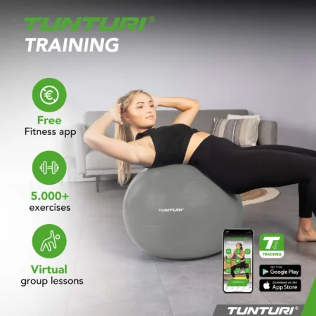 Võimlemispall TUNTURI Gymball 90cm, Anti Burst, Silver 7