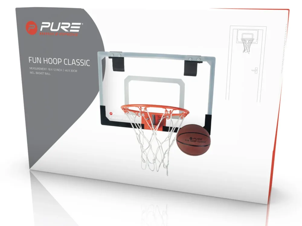 ukse külge korbpallilaud Pure 2Improve Fun Hoop korvpallilaud: 46x30cm, ja pall - Image 2