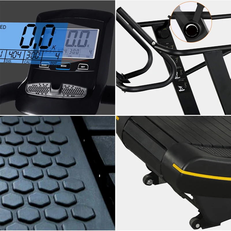 Curve jooksulindi LCD-konsool ja takistusnupp koos treeningviiside paneeliga