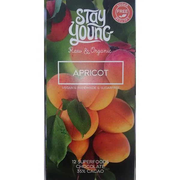 stayyoung sokolaad aprikoos Suhkruvaba tooršokolaadi tahvel aprikoosiga 44g - Image 1