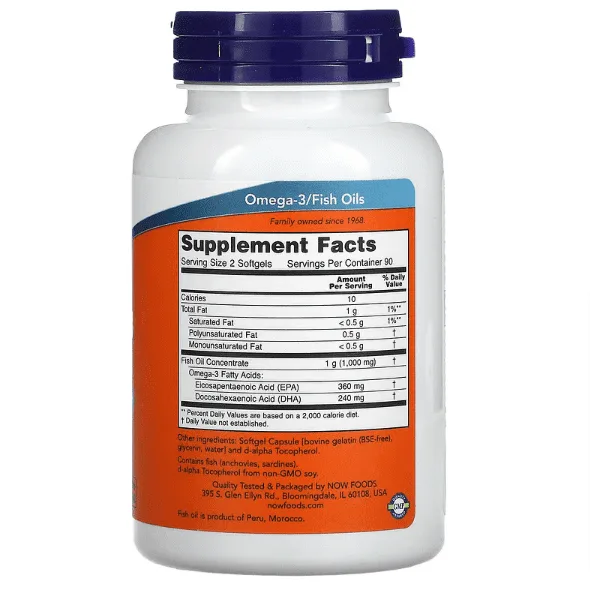 NOW Foods, Omega-3 Mini Gels, 180 EPA _ 120 DHA, 180 Softgels (1) Now Foods, Omega-3 Mini Gels, 180 Softgels - Image 2