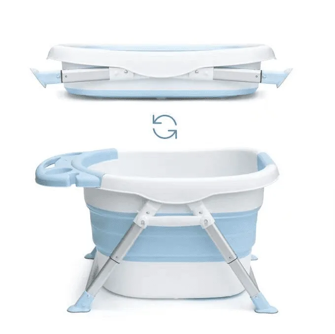 Baby folding bath tub with a pillow in color mint - blue (1) Kokkupandav lastevann koos padjaga silikoonist 81x58x15cm - Image 2