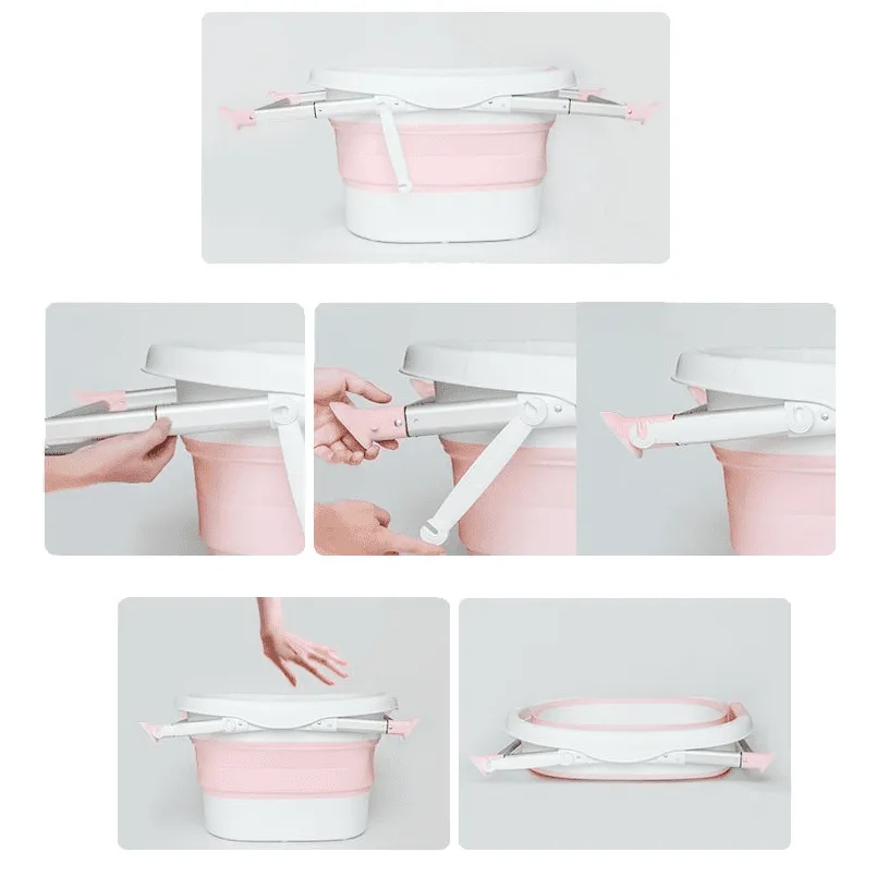 Baby folding bath tub with a pillow in color mint - blue (2) Kokkupandav lastevann koos padjaga silikoonist 81x58x15cm - Image 3