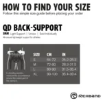 rehband alaseljatugi QD suurustabel