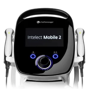 Intelect Mobile 2 käivitusekraan, juhtratas ja kaks ultraheliaplikaatori hoidikut külgedel