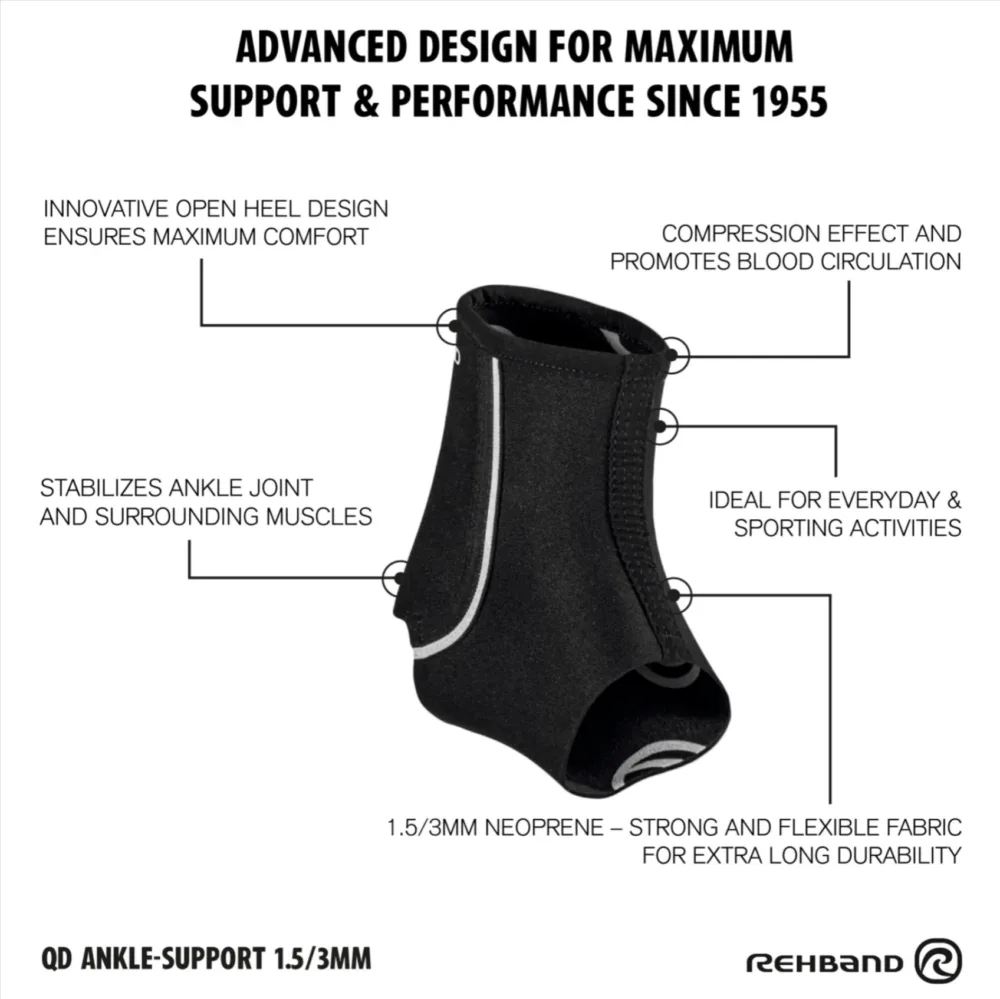 Rehband QD pahkluu tugi 3mm omadused Rehband QD pahkluu tugi 3mm omadused