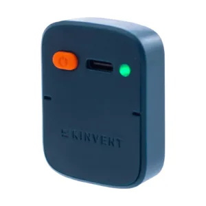 K-Move anduri esikülg: oranž toitenupp, USB-C laadimispesa ja roheline LED-tuli