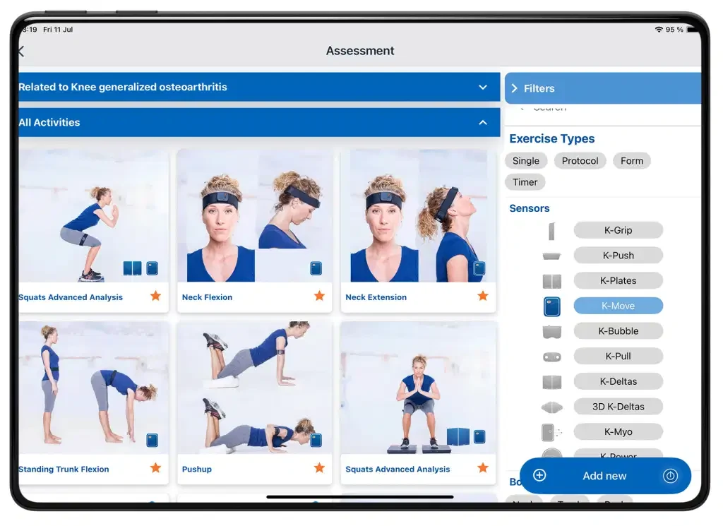 Kinventi rakenduse testiteek K-Move filtriga: kaela painutus, kükianalüüs ja kerepainutus