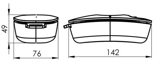 Kinvent K-Push V3 mõõtmete joonis 49 x 76 x 142 mm (MP0502FN)