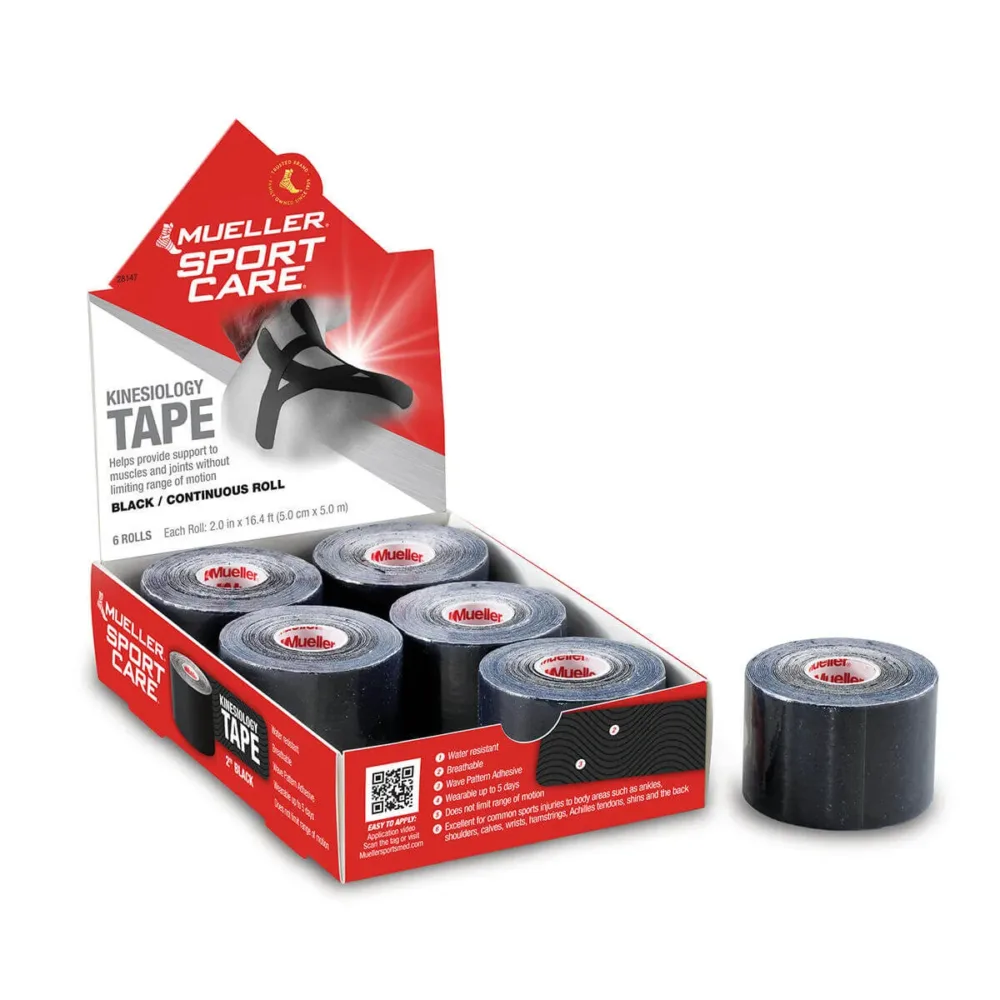 Mueller Kinesiology Tape kinesioteip, 5cm x 5m, karp 6tk, must1 (1) Mueller Kinesiology Tape kinesioteip, 5cm x 5m, karp 6tk, must1 (1)