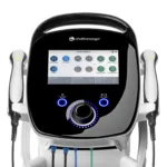 Chattanooga Intelect Mobile 2 Combo ultraheli- ja elektroteraapiaseade eestvaates, ühendatud juhtmetega