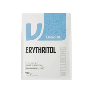 OstroVit erütritooli pakendi tagakülg koostise ja toitumisalase teabega