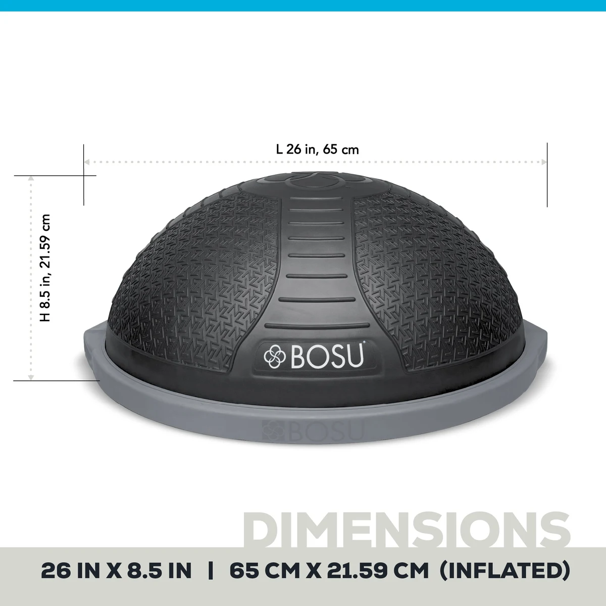 BOSU NexGen Home täispumbatud mõõdud 65 × 21,6 cm