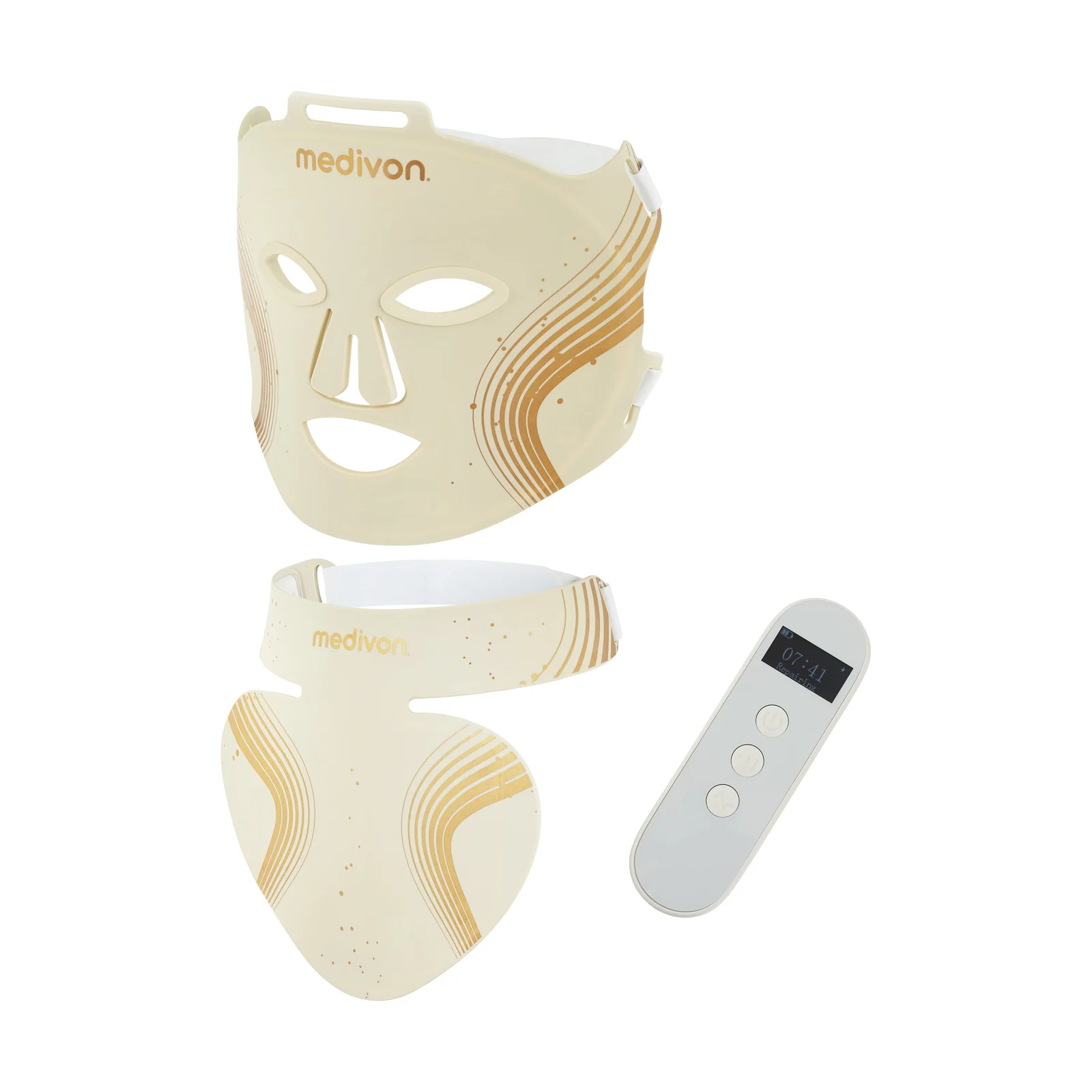 LED valgusteraapia näo , kaela ja dekolteemask Medivon Lumi Max – 5904119286834 – pilt 1 LED-valgusteraapia mask Medivon Lumi Max koos kaela- ja dekolteeosa ning puldiga, tootekood 5904119286834