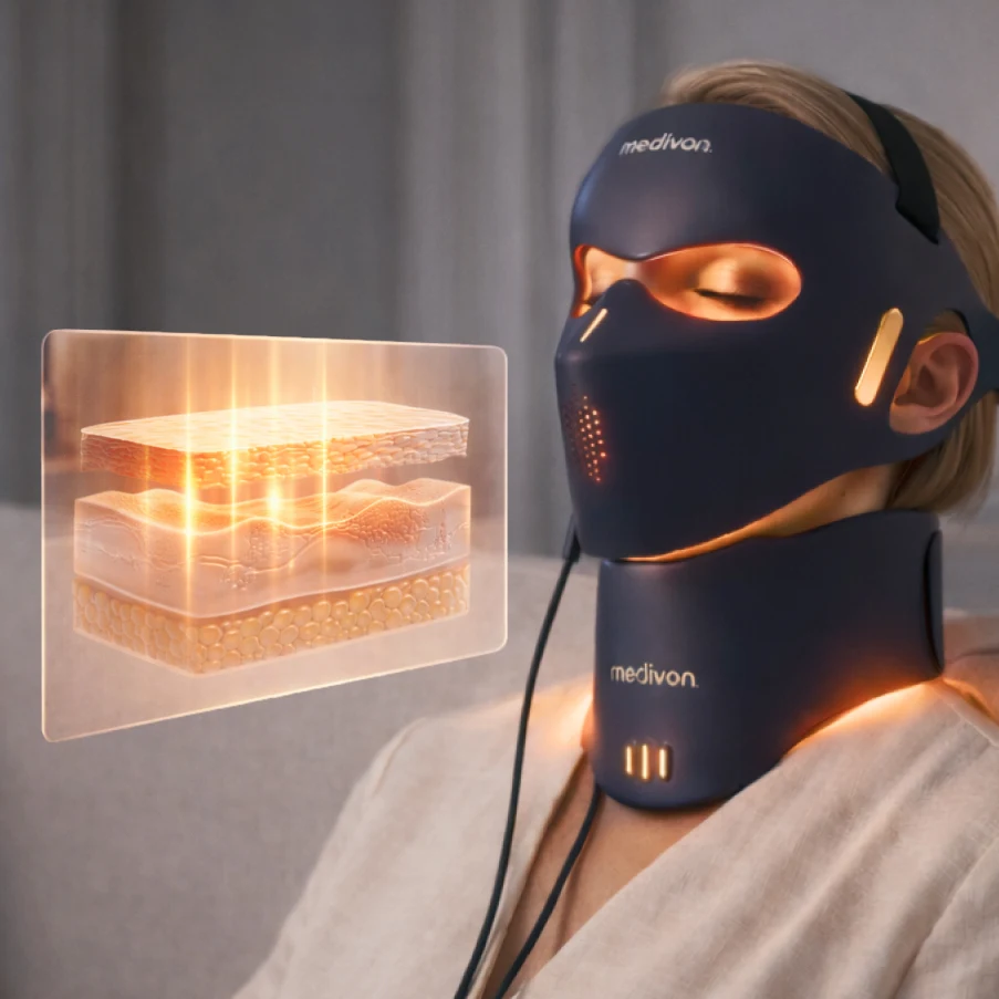 Lumi 3D Pro maski valguse jõudmine naha kihtidesse joonisel