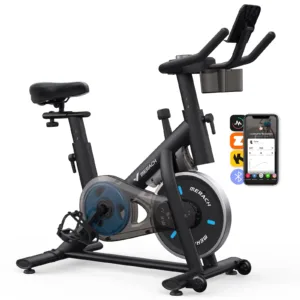 MERACH MR-S26B1 spinning-velotrenažöör hõõrdetakistusega, must, valgel taustal