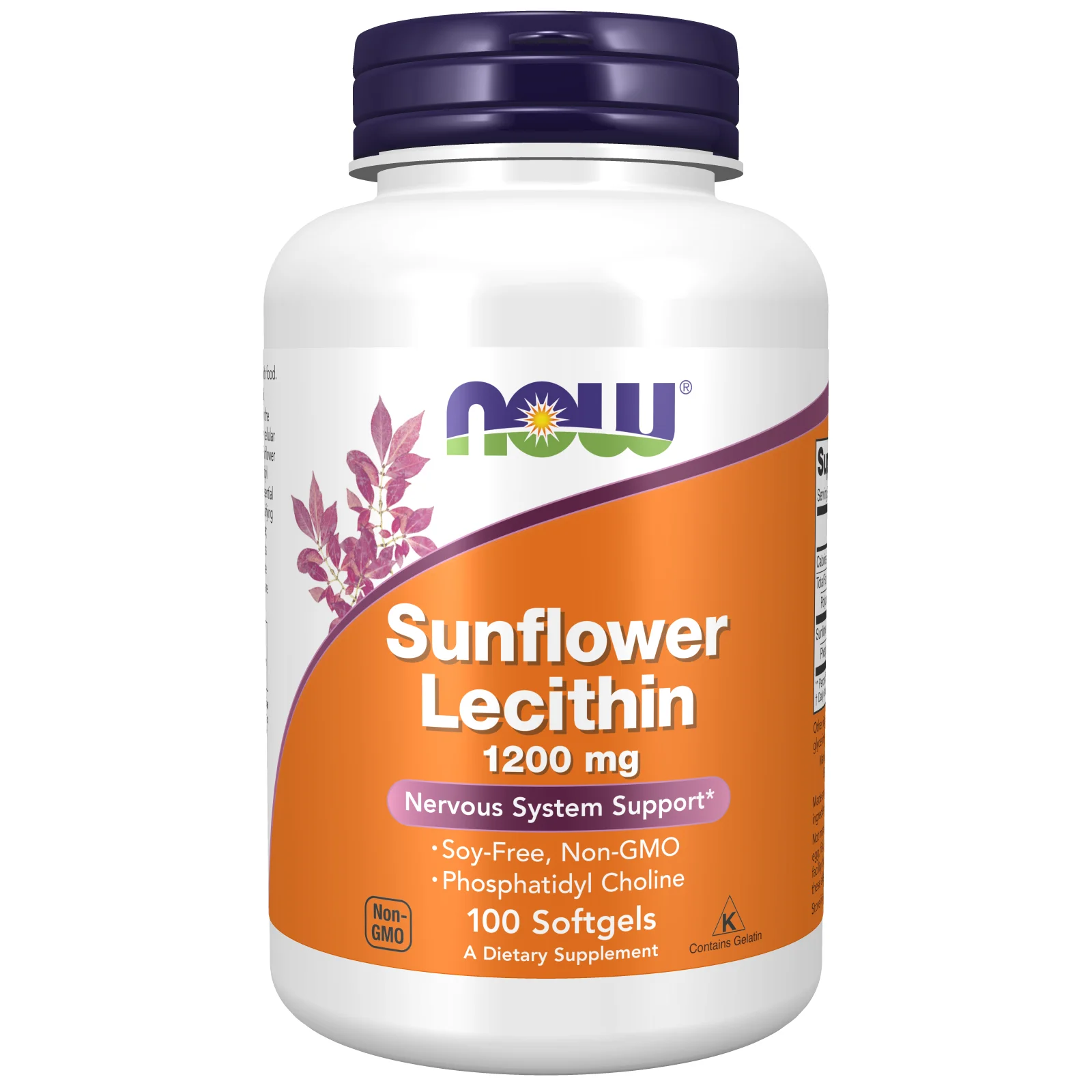 Now Foods, Sunflower Lecithin (Päevalilleletsitiin), 1200 mg, 100 geelkapslit – 3803 – pilt 1 NOW Foods päevalilleletsitiin 1200 mg, 100 geelkapslit – purk eestvaates