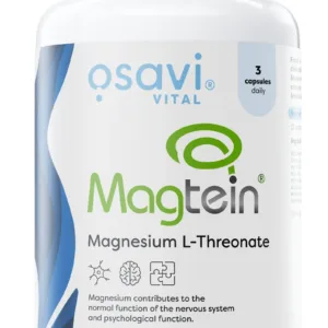 Osavi Magtein magneesium L-treonaat, tootekood 4073 – esietiketi lähivaade logo ja päevaannusega