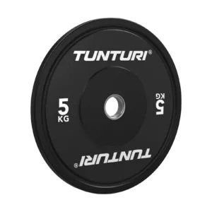 Raskuskettad TUNTURI Platinum Bumper Plate Black, tootekood 25TUPLA001 – pilt 2: must 5 kg ketas, paksus 22 mm