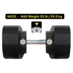 MX55 suurima raskusega 24,9 kg, valikuketas asendis 10 ja kõik plaadid lukus