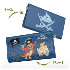 Kids Ergonomic padjapüür Capt'n Sharky mustriga, esi- ja tagakülje vaade