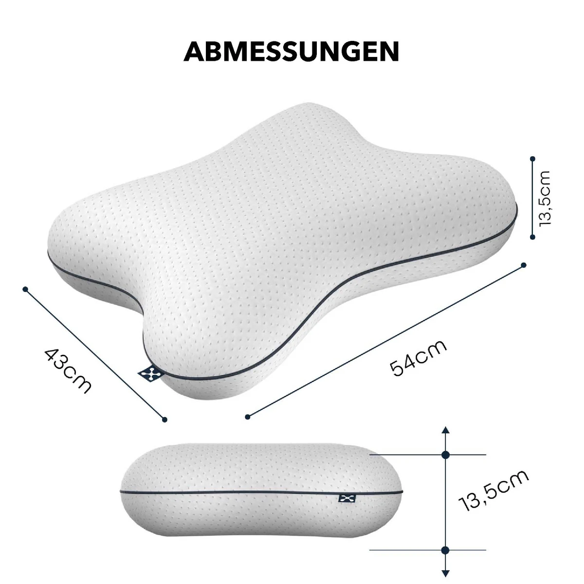 SmartSleep Relieve padja mõõtude joonis 54 x 43 cm ja kõrgus 13,5 cm