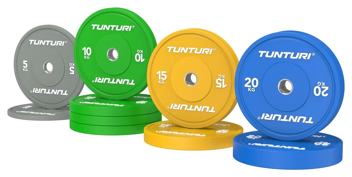 Tunturi Platinum värviliste bumper-ketaste 120 kg komplekt: 5, 10, 15 ja 20 kg kettad