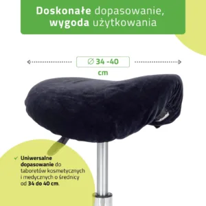 Veluurkate sadulakujulisel istmel, sobib istmetele läbimõõduga 34 kuni 40 cm