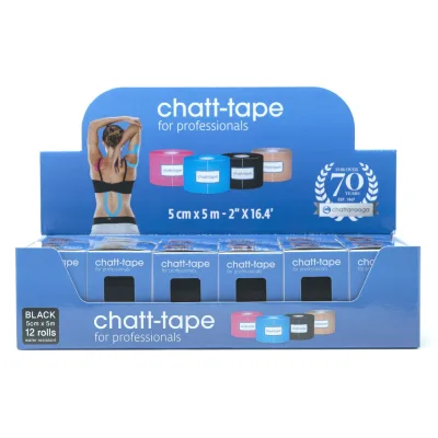 Chatt-Tape kinesioteip 5 cm × 5 m, karp 12 rulli, sinine