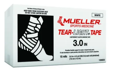 Tear-Light elastikliimside, valge, 7,6 cm × 4,5 m — kast 16 rulli