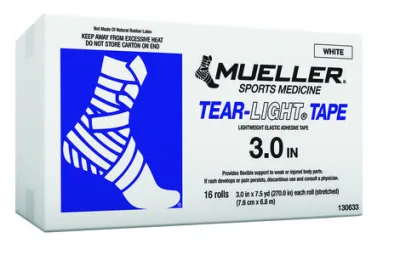 Tear-Light elastikliimside, valge, 7,6 cm × 6,8 m — kast 16 rulli