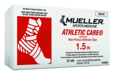 Athletic Care treeneri sporditeip, valge, 3,8 cm × 13,7 m — kast 32 rulli