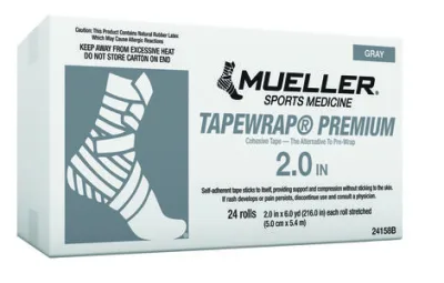 TapeWrap Premium kohesiivne teip, hall, 5 cm × 5,4 m — kast 24 rulli