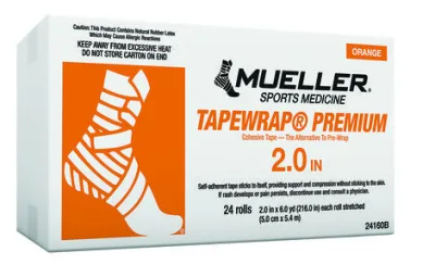 TapeWrap Premium kohesiivne teip, oranž, 5 cm × 5,4 m — kast 24 rulli