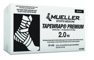 TapeWrap Premium kohesiivne teip, must, 5 cm × 5,4 m — kast 24 rulli